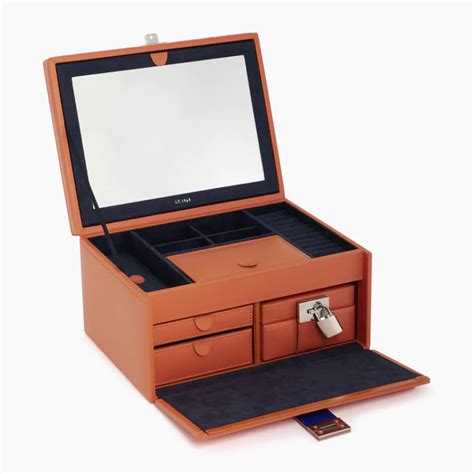 Le Tanneur Grand Coffret A Bijoux Cuir Tangerine