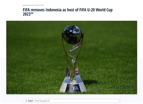 FIFA Coret Indonesia Sebagai Tuan Rumah Piala Dunia U 20 FIFA 2023