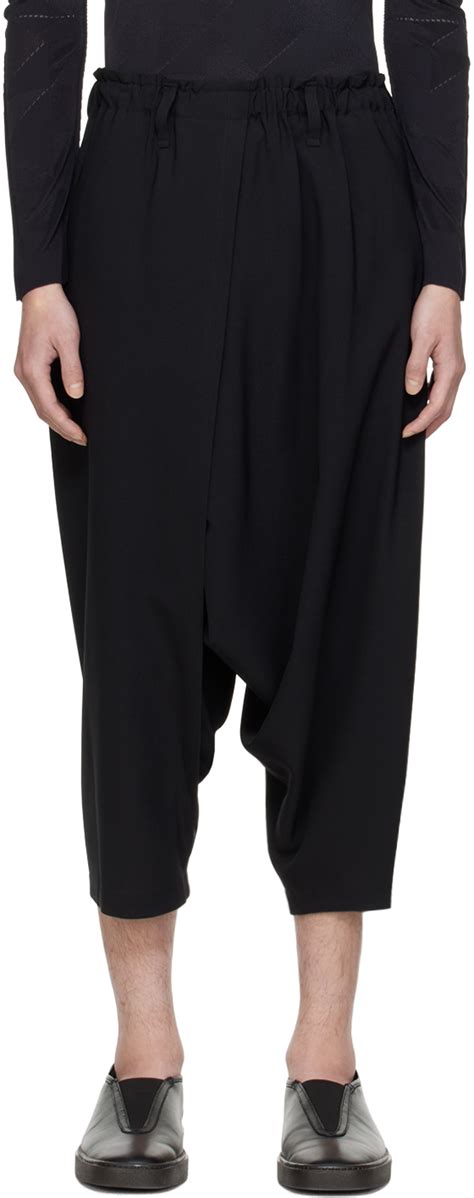 Issey Miyake Black Seamless Bottoms Basic Trousers Ssense