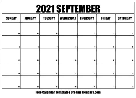 September 2021 Calendar - Free Printable with Holidays and Observances