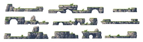 gambar platform permainan seni piksel arked bit  set vektor