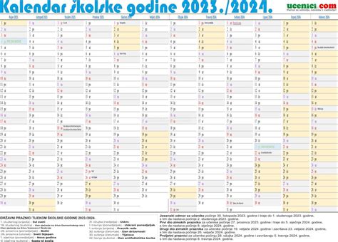 Školski kalendar s praznicima 2023 2024 Kalendar školske godine s