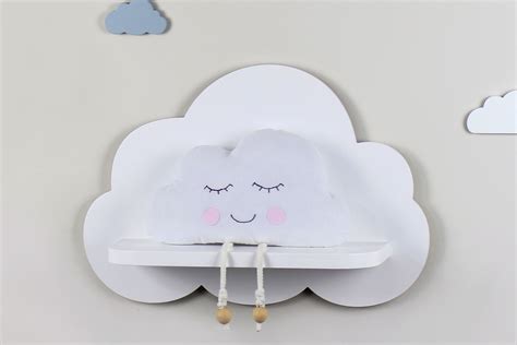 Set Of 2 White Wooden Cloud Shelves Cloud Wall Shelf For Etsy