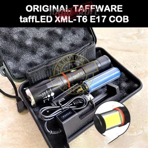 Jual Paket Senter LED TaffLED E17 Tactical XML T6 8000 Lumens COB