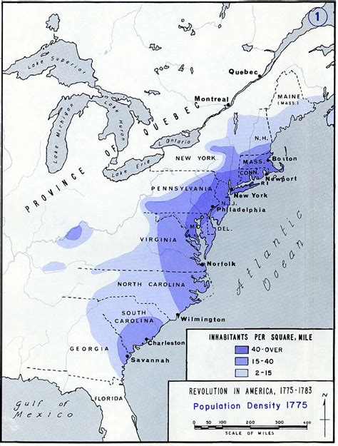 Population Density, American Colonies, 1775