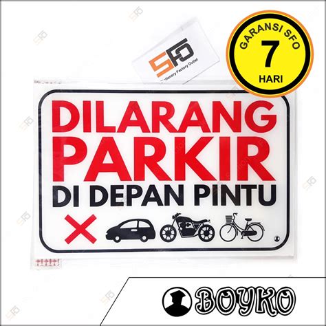 Jual Akrilik Dilarang Parkir Di Depan Pintu Acrylic Sign Folio 20cm X