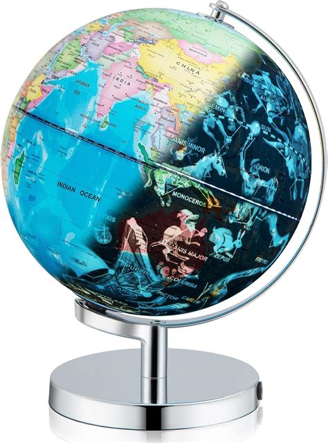 COSTWAY Globe Terrestre Lumineux Décoratif 3 en 1 de 23 cm Carte de