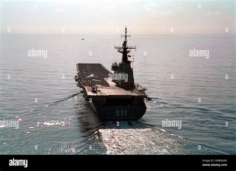 An Av Harrier Jump Jet Sits On The Deck Of The Royal Thai Naval