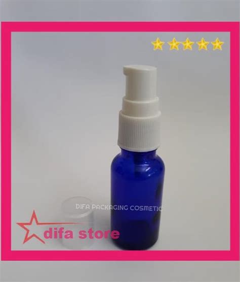 Jual Botol Kaca Pump Treatment 20ml Body Biru Teballl Di Lapak Kemasan