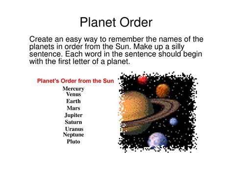 The Planets In Order Of Their Names And Sizes