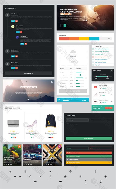 扁平网页ui元素psd套件界面网页ui素材免费下载图片编号4971623 六图网