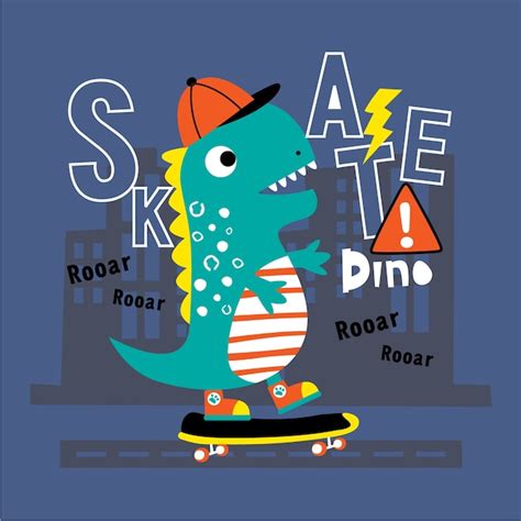 Premium Vector Dinosaur Playing Skateboard