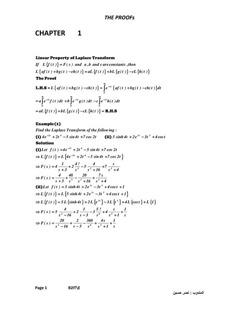 SOLUTION: Mathematics The proof of laplace transform - Studypool