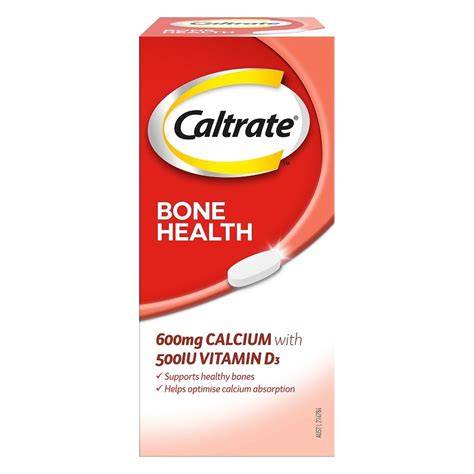 Caltrate Bone Health 600mg Calcium With 500iu Vitamin D 100 Tablets