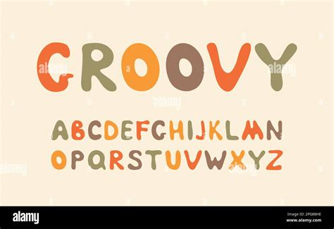 Retro Groovy Font Vector Hipster 70s Styled Decorative Letters Vintage Typeface Stock Vector