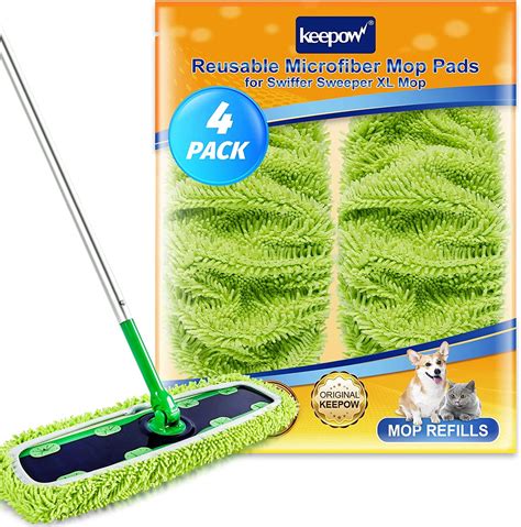 Keepow Reusable Xl Mop Pads For Swiffer Xl Sweeper Microfiber Wet Dry