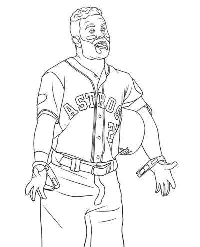 Jose Altuve Coloring Sheet Mlb Player