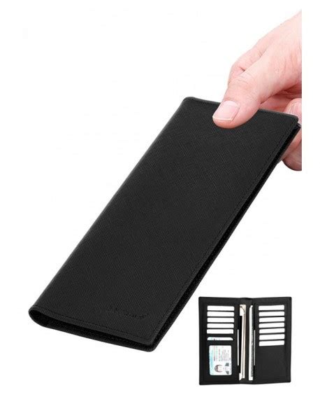 Slim Wallet Leather Long Bifold Wallet Card Holder with RFID Blocking ...