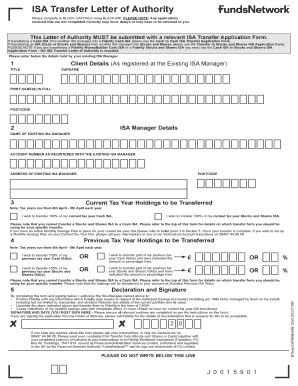 Fillable Online Isa Transfer Letter Of Authority Seymour Sinclair