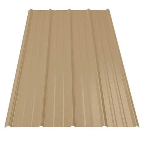 Gibraltar Building Products 8 Ft Sm Rib Galvanized Steel 29 Gauge Roof Panel In Mocha Tan 05025