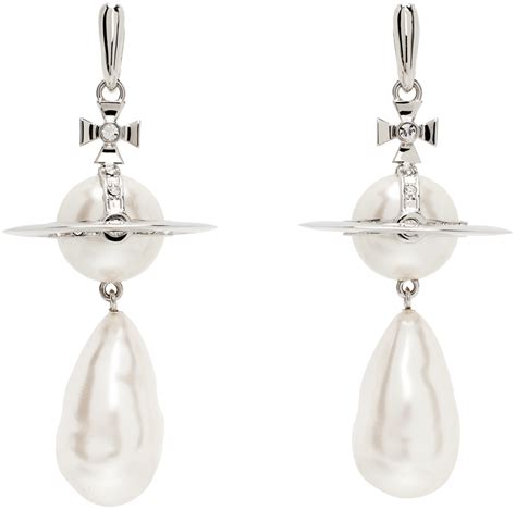 Vivienne Westwood Silver And White Giant Pearl Drop Earrings Vivienne Westwood