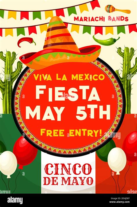 Viva Mexico Fiesta Party Invitation Banner For Cinco De Mayo Holiday Celebration Mexican