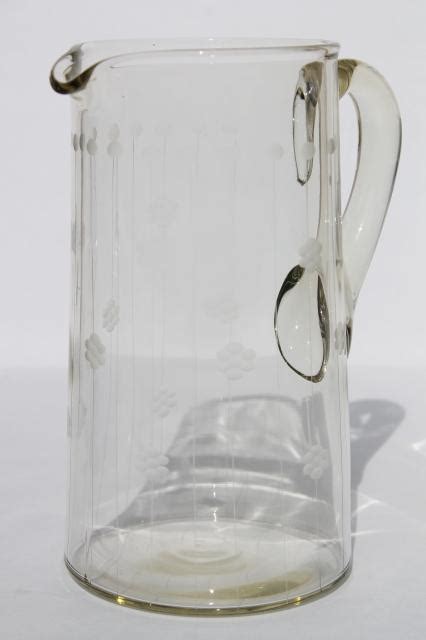 Vintage Glass Pitcher With Etched Flowers Glass Designs