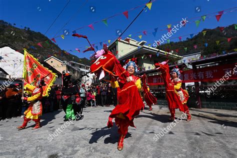 Folk Artists Perform Bamboohorse Opera During Editorial Stock Photo ...