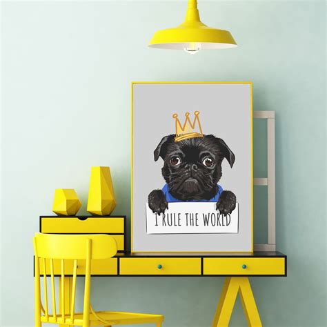 King Pug Poster Print Pug Poster Print Funny Dog Prints - Etsy