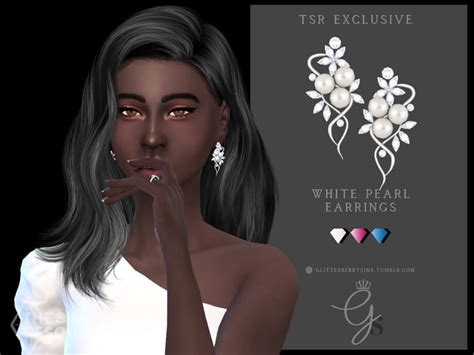 Sims White Pearl Earrings The Sims Book