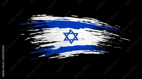 Israel Flag Animation Brush Painted Israeli Flag On A Transparent