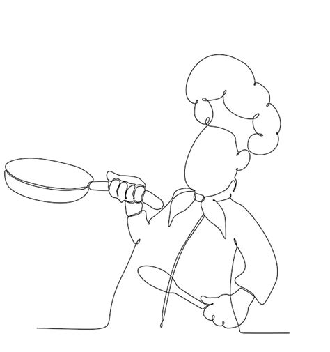 Premium Vector Single Continuous Line Drawing Of Young Male Chef