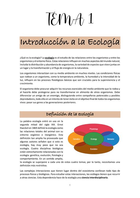 TEMA 1 Introducción a la Ecología Introducción a la Ecología Qué es