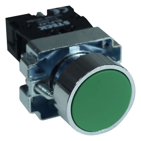 BOTÓN PULSADOR METÁLICO VERDE 22 5 MM Ø SLMRN2