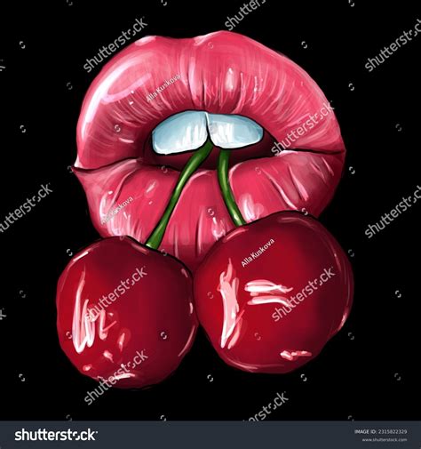 Hot Image Lips Cherry Open Mouth Stock Illustration Shutterstock