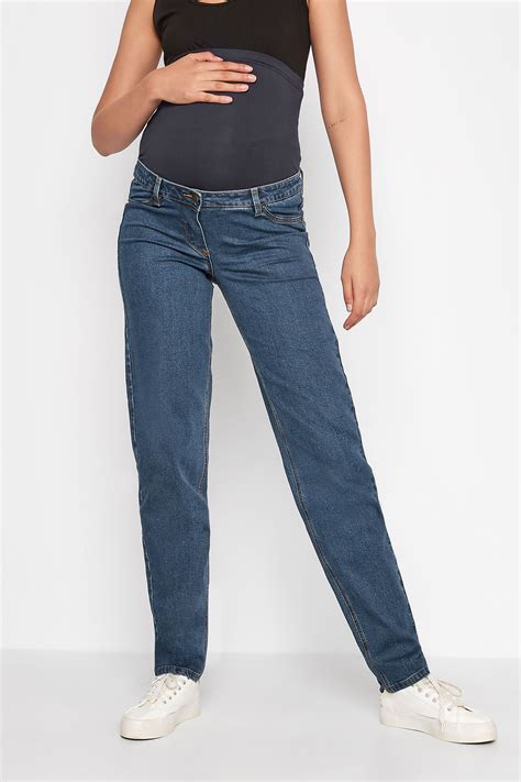 Lts Tall Womens Maternity Indigo Blue Washed Una Mom Jeans Long Tall