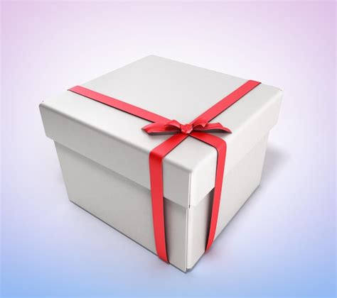 Caja De Regalo Cuadrada Blanca Cerrada Con Cinta Roja Y Lazo D Render