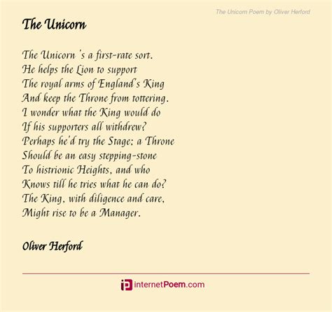 The Unicorn Poem By Oliver Herford Happy Poems Sad Poems Best Poems