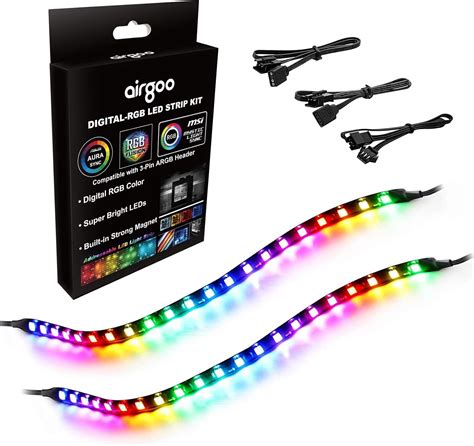 Airgoo Addressable RGB PC LED Strip 2x13 8in 42 LEDs Diffused Rainbow