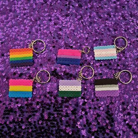 Mini Lgbtq Pride Flags Perler Bead Keychains Etsy Uk