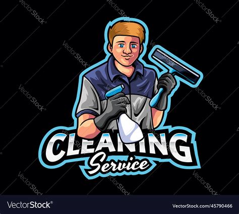 Cleaning Service Mascot Logo Design Royalty Free Vector