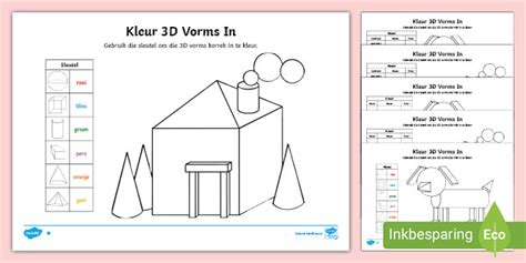 Kleur Die 3d Vorms In Aktiwiteite Teacher Made