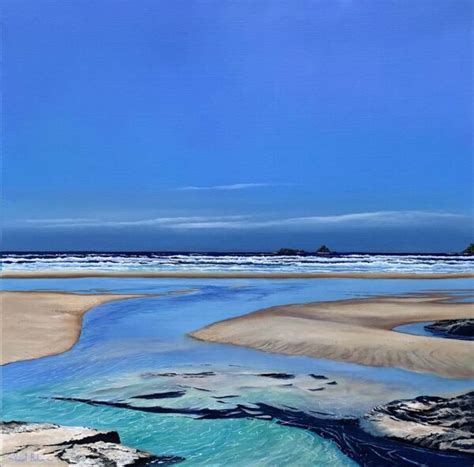 Moonlight Walk Watergate Bay Vincent Basham Seascape Artist Cornwall