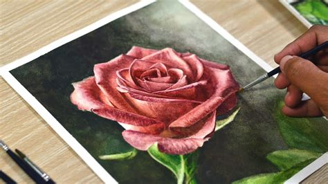 Rose Flower Drawing With Watercolor Best Flower Site