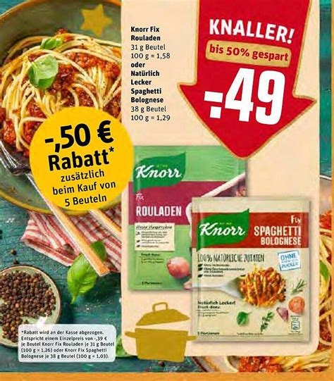 Knorr Rouladen Oder Natürlich Lecker Spaghetti Bolognese Angebot bei