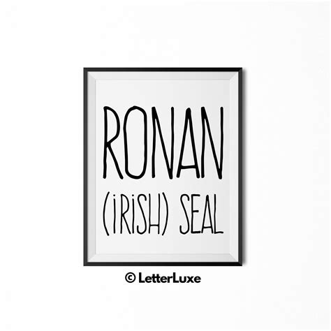 Ronan Name Meaning Art Printable Baby Shower T Nursery Etsy