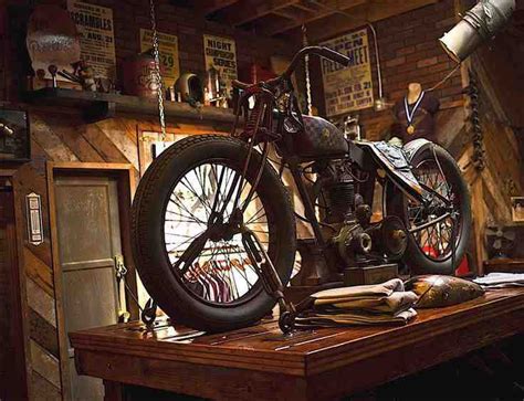 Vintage Motorcycle Workshop Motorcycle Garage Bobber