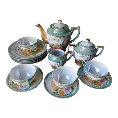 Hand Painted Japanese Luster Ware Porcelain Tea Set Piece