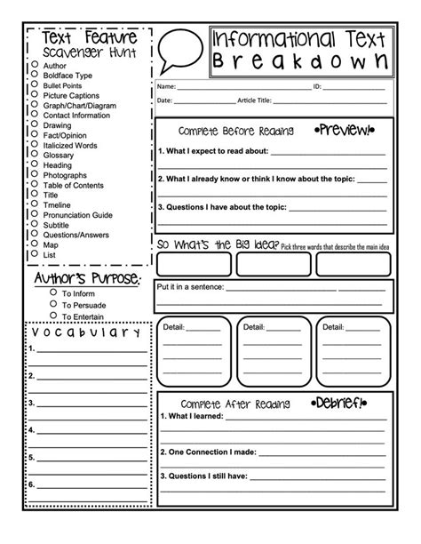 Text Feature Graphic Organizer