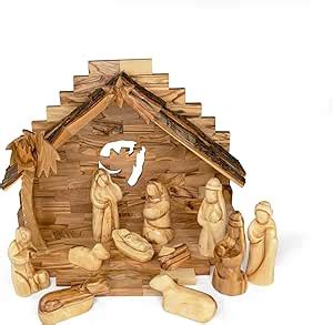 Olive Wood Nativity Set From Bethlehem Intricately Hand Carved Wooden